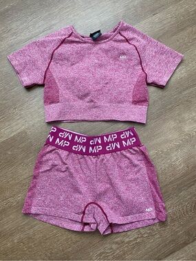 MP Seamless Performance Crop Top and Shorts Set in Heather Berry